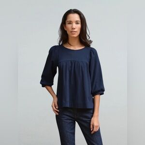 Out of Line Smocked Puff Balloon Sleeve Mari Top NWT S Small Olive Green